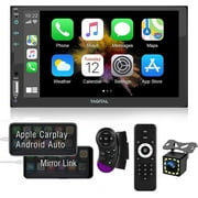 Tagital Double Din Car Stereo Apple Carplay &Android Auto, 7 Inch HD LCD Touch Screen with Bluetooth, MP5 Player, Backup Camera, Mirror Link