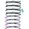 8 Pairs Reading Glasses, Blue Light Blocking Glasses, Computer Reading Glasses for Women and Men, Fashion Square Eyewear Frame (4black+4bluefloral,+2.50 Magnification)