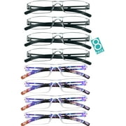 8 Pairs Reading Glasses, Blue Light Blocking Glasses, Computer Reading Glasses for Women and Men, Fashion Square Eyewear Frame (4black+4bluefloral,+3.00 Magnification)