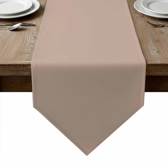 Warm Beige Table Runner Linen Burlap Table Runner 72 Inches Long Solid Color Farmhouse Beige Dresser Scarves for Kitchen Island Coffee Dining Room Party Wedding Banquet Holiday Decoration 16"x72"