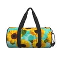 thumbnail image 2 of Gaeub Sunflowers With Green Leaves Lightweight Travel Cylinder Bag Gym Tote Bag Sports Training Duffle Bag with Pockets and Straps, 2 of 8