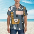 thumbnail image 4 of Kll Men'S Hawaiian Shirt Short Sleeve Button Down Beach Shirts-Llama And Cactus, 4 of 8