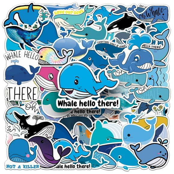 Paquete de pegatinas con forma de tiburón, 50 unidades, dibujos animados con forma de depredador mar