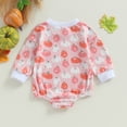thumbnail image 7 of Okbabeha Newborn Baby Girl Boy Halloween Outfit Pumpkin Sweatshirt Oversized Bubble Romper Onesie Infant Fall Clothes, 7 of 7