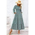 thumbnail image 5 of PRETTYGARDEN Women's Fall Dresses Long Sleeve Flowy Casual Floral Maxi Dress Crew Neck Smocked Tiered Long Dress, 5 of 7
