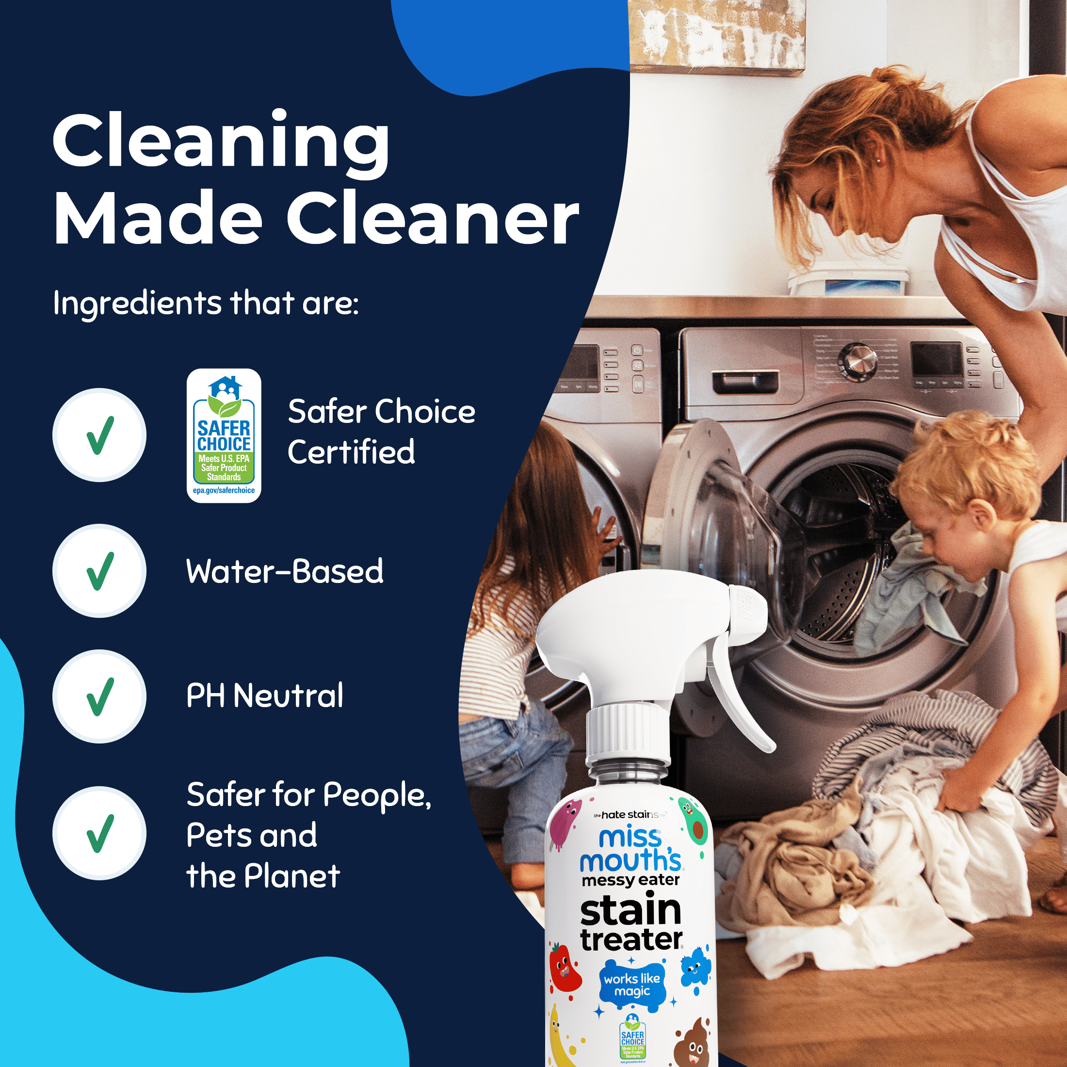 Miss Mouth's Messy Eater Stain Treater Spray for Baby & Kids, 12 fl oz, Newborn & Baby Essentials, Stain Remover for Food, Grease, Coffee & More, Gentle on Laundry, Fabric & Underwear