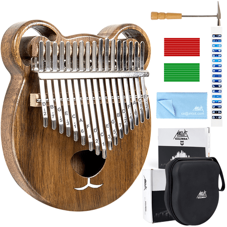 Aklot Kalimba Thumb Piano Marimba 17 Keys Solid Walnut w/ Tuner Hammer Gig Bag Booklet