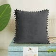 thumbnail image 5 of PiccoCasa Velvet Pillow Cover with Pompoms for Sofa Bed 1PCS Dark Gray 18x18Inch, 5 of 8