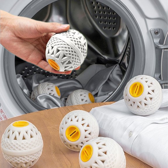 XYRSRUW Laundry Deodorizing Balls, Reusable Washing Balls for Stain Removal, Laundry Cleaning Spheres, Pet Hair Removing Laundry Helpers(White)