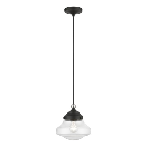 41293-04 Livex Lighting Avondale - 1 Light Mini Pendant In Nautical Style-15 Inches Tall and 9 Inches Wide-Black/Brushed Nickel Finish    -Traditional