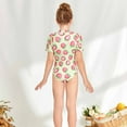 thumbnail image 4 of Fesfesfes Children's Cute Strawberry Print Short Sleeve Swimsuit with Zipper 8-14 Years Girls Bathing Suits for Every Summer Beach,Pool(Yellow,13-14 Years), 4 of 9