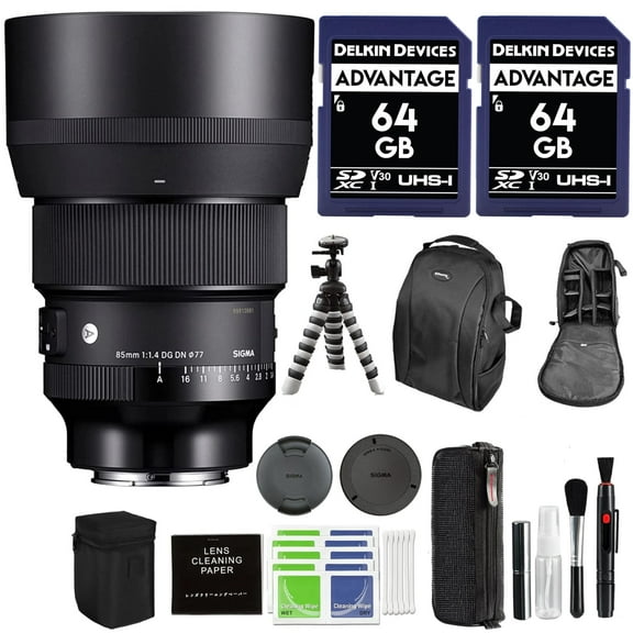 Sigma 85mm F/1.4 DG DN Art Lens for Sony E Mount Bundle with Advanced Accessory and Travel Bundle