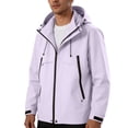 thumbnail image 3 of Hooded Outdoor Jacket for Women Men Plus Size Waterproof Windproof Solid Color Long Sleeve Rain Jacket Lightweight Active Outdoor Sport Hiking Raincoat with Pockets, 3 of 10