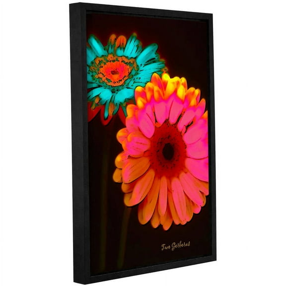 ArtWall Linda Parker "Two Gerberas At Night" Gallery-wrapped Floater-framed Canvas