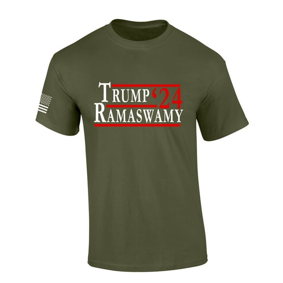 Mens Trump Tshirt Trump Ramaswamy '24 Short Sleeve T-shirt-Military Green-xl