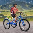 thumbnail image 4 of MOONCOOL Mountain Tricycle for Adults, 3 Wheeled 7-Speed Mountain Tricycle 24/26/27.5 inch Men's Women's Tricycles Cruiser Bike with Cargo Basket, 4 of 12