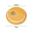 thumbnail image 5 of Sunjoy Tech 4 Pcs Bamboo Lid with Straw Hole Leak-proof Silicone Seal Lid 2.76inch Canning Lid Regular Mouth Jars Replacement Bamboo Lid for Beer Glasses Reusable Cup Lids, 5 of 7