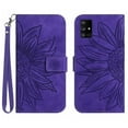 thumbnail image 2 of Feishell Slim Wallet Case for Samsung Galaxy A51 5G,for Men Women,Sunflower Embossed Pattern PU Leather Flip Cover Magnetic Closure Folio Card Slots Kickstand Phone Case with Hand Strap,Darkpurple, 2 of 11