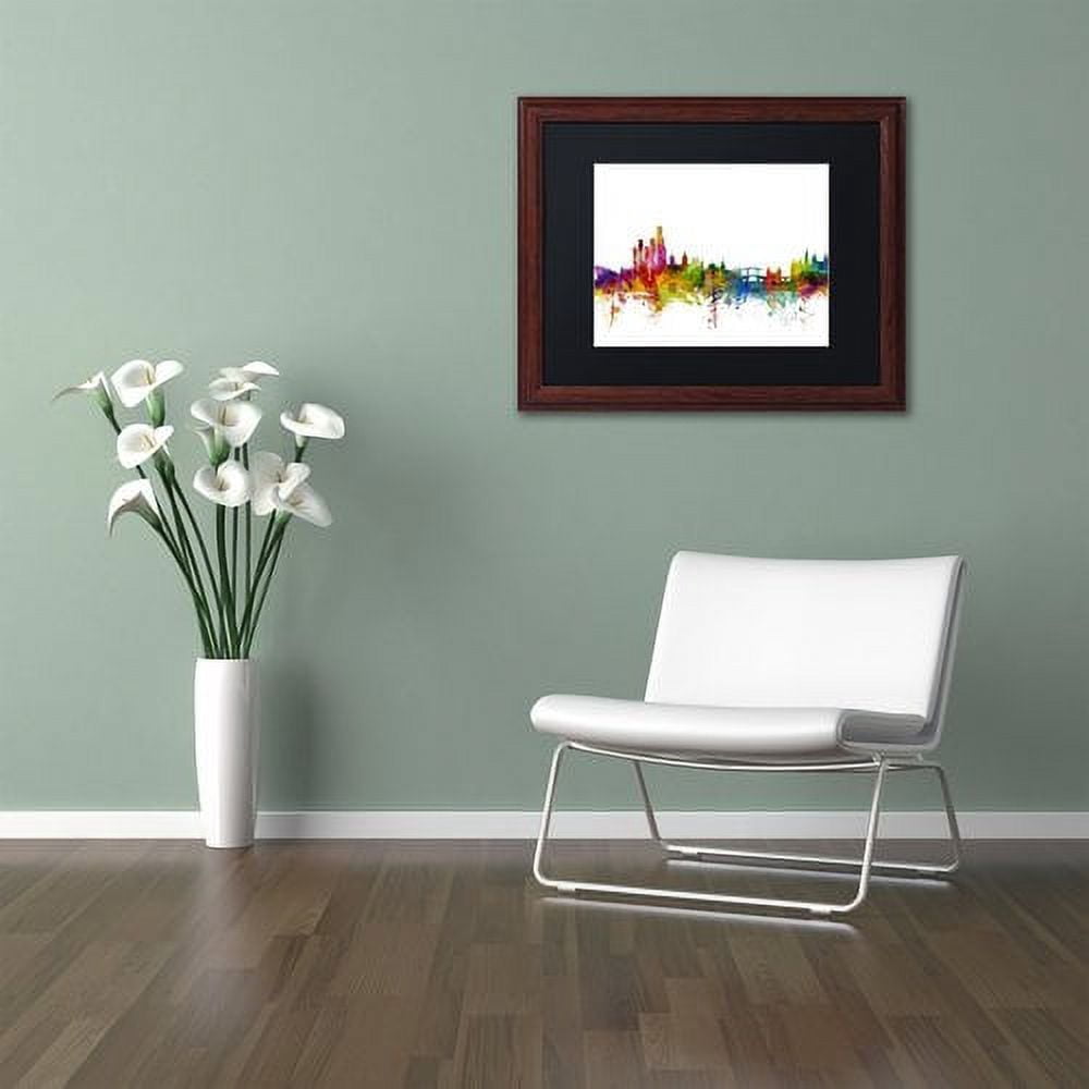 Trademark Fine Art "Amsterdam Skyline II" Canvas Art by Michael Tompsett Black Matte, Wood Frame