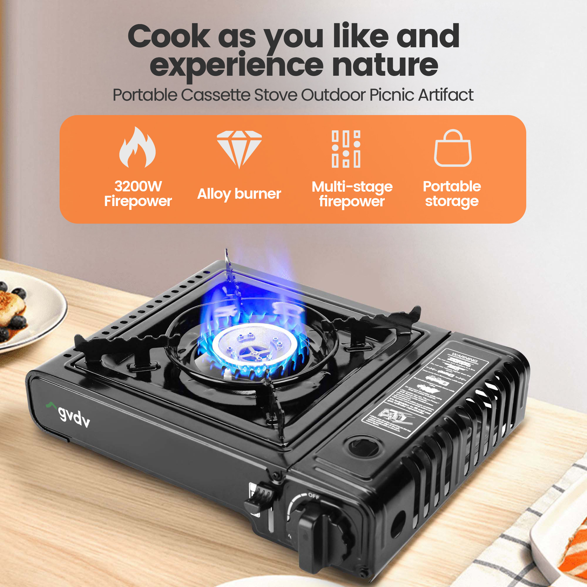 GVDV Portable 1-Burner Butane Camping Stove with Case photo 6