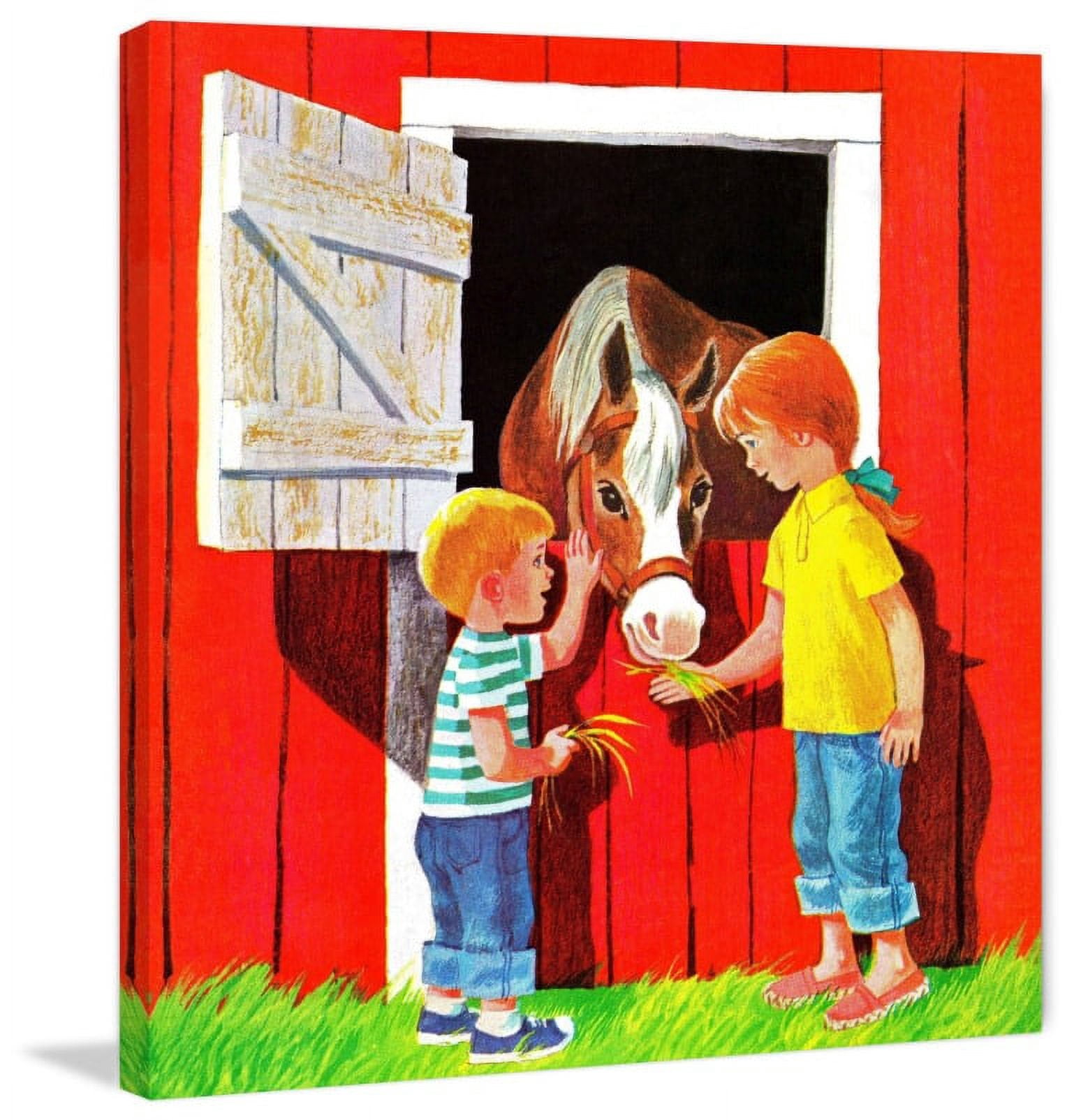 Marmont Hill 'Kids With Horse' Painting Print on Wrapped Canvas