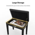 thumbnail image 2 of Banco para piano Donner con almacenamiento de madera maciza negra, 2 of 7