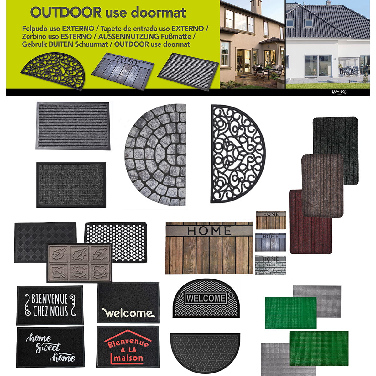 HomDkor Wilson Black 18 in. x 30 in. Polyester Recycled Rubber Half Round  Outdoor Front Door Mat 1472795 - The Home Depot
