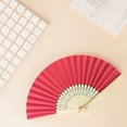 thumbnail image 4 of Yucurem 1 Pack Foldable Handheld Fan, Chinese Folding Fan for Women, Solid Bamboo Paper Fans for Wedding Guests, Dancing, Party Favors (Red), 4 of 8