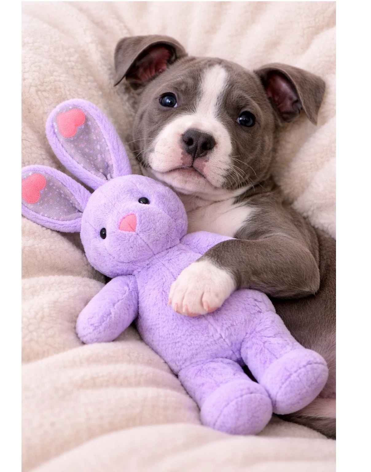 Plush Dog Toy Soothing Calming Lavender Infused 12 Inch Bunny With Heartbeat (Lavender)