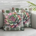 thumbnail image 3 of COMIO Succulent Plant Tile Pillow Covers for Home Decor Colorful Mexican Tiles Moroccan Mandalas Arabesque with Cactus Flower Throw Pillows Vintage Boho Ceramic Cushion Cases White, 3 of 5
