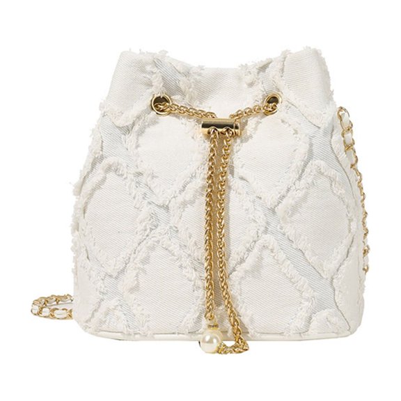 Denims Bucket Bag Quilted Drawstring Jean Purses for Women Denims Clutches Hobos Bags Crossbody Handbags Shoulder Bags