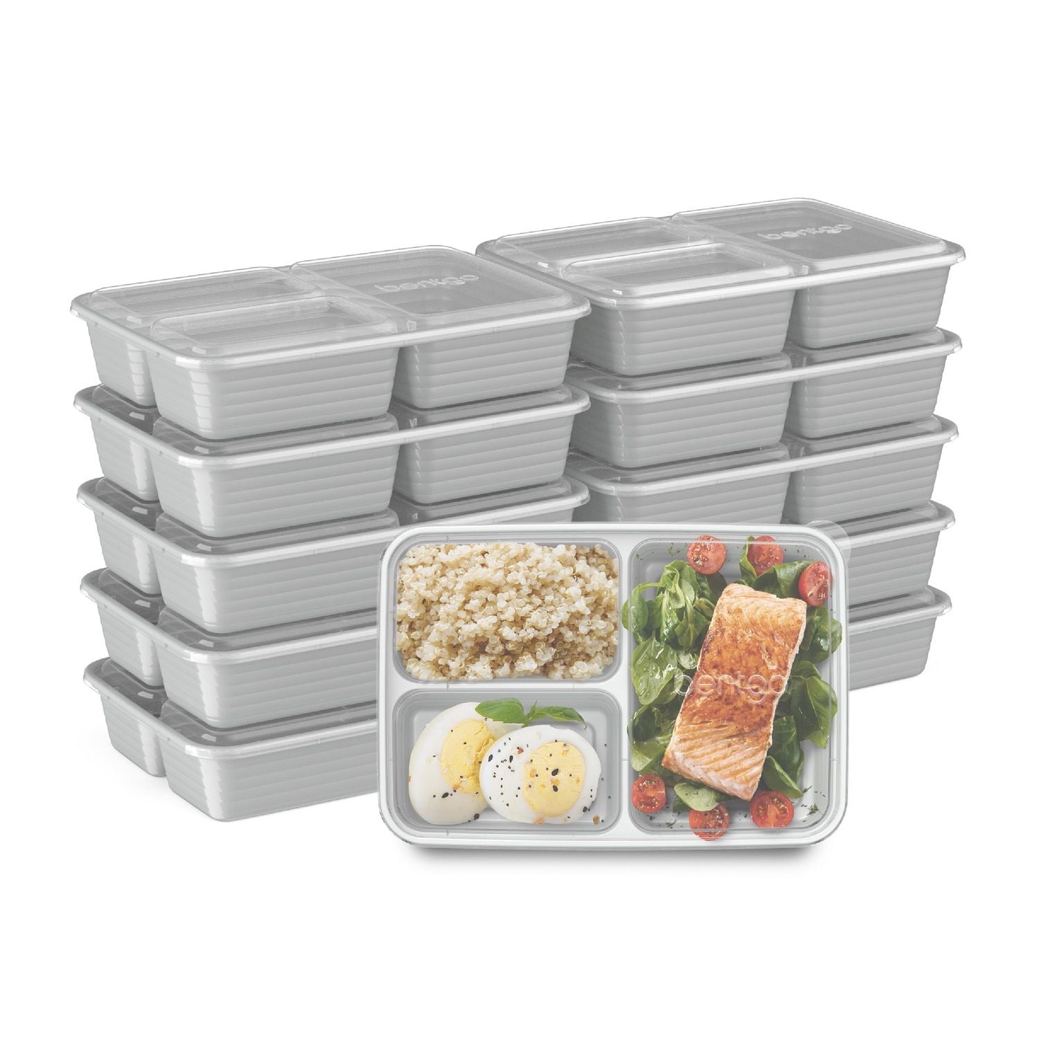 Bentgo Prep 3-Compartment Container - 10 Pack - Silver
