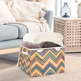 thumbnail image 3 of Yayeee Collapsible Cube Storage Bin with Lid Fabric Closet Decorative Basket with Handles, Orange Geometric, 3 of 7