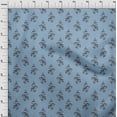 thumbnail image 3 of oneOone Cotton Jersey Grayish Blue Fabric Leaves & Flower Floral Sewing Material Print Fabric By The Yard 58 Inch Wide, 3 of 4