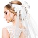 thumbnail image 5 of GOOHOCHY Elegante velo de novia con lazo de perlas de imitación, tul de malla, velo corto de encaje para bodas, compromisos, eventos, fiestas de graduación, blanco, 5 of 8