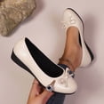 thumbnail image 2 of Women Dressy Flat Shoes Slip on Office Work Shoes with Front Bowknot, Ladies Business Casual Comfortable Low Heels Shoes Outdoor Wear Versatile Plus-Size Loafers, 2 of 10