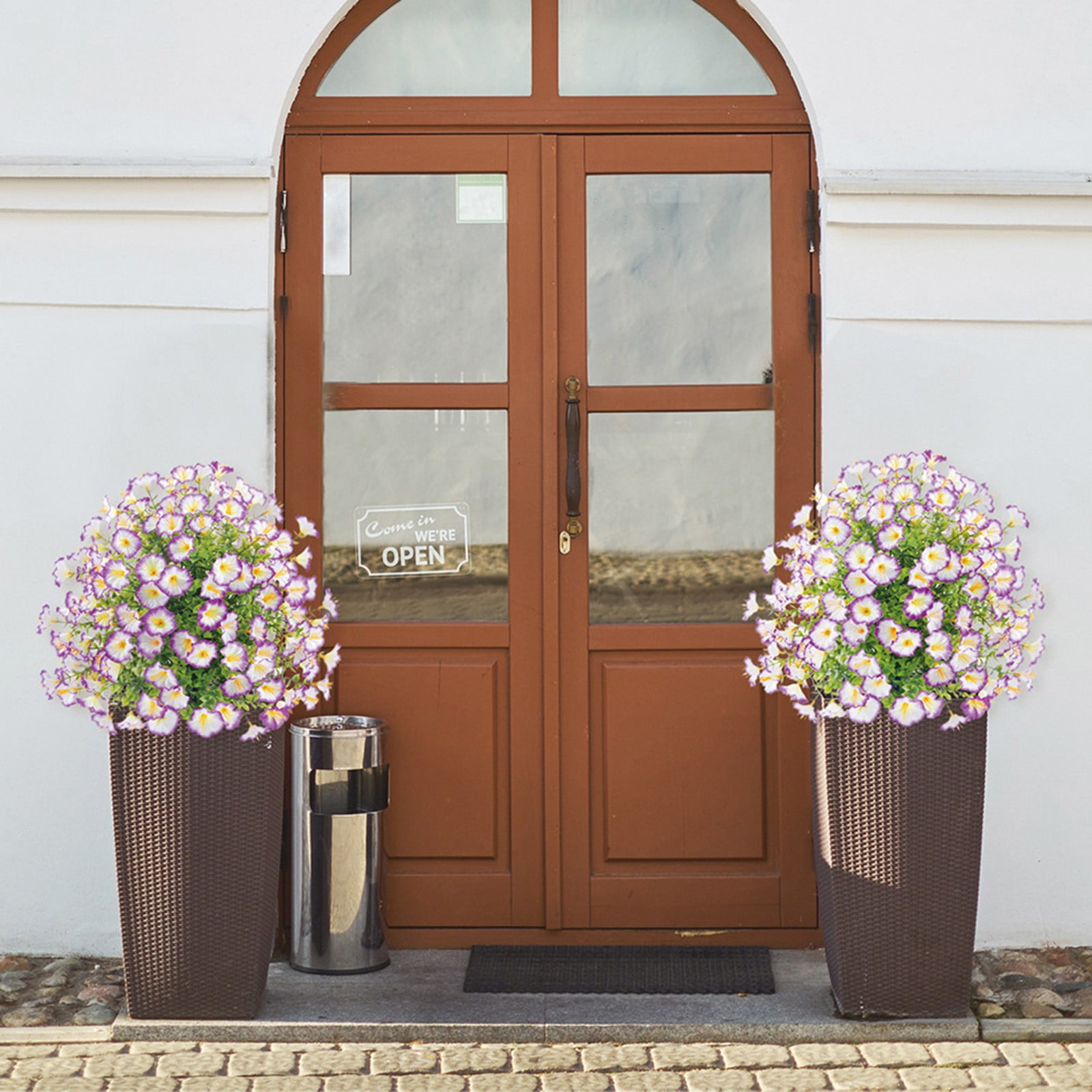 Artificial Flowers with Ground Spikes,Garden Stake Artificial Plants Faux Greenery Shrubs Garden Accessories for Farmhouse Outdoor Outside Garden Porch Patio Wedding Party Decoration