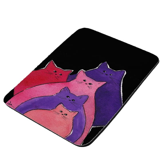 Pink Red Purple Abstract Kitites Cat Art by Denise Every - KuzmarK Mousepad / Hot Pad / Trivet