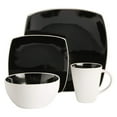 thumbnail image 3 of Gibson Soho Lounge Square Glazed 16 Piece Stoneware Set, Black and White, 3 of 6