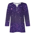 thumbnail image 4 of Sevevn Women's Fashion Sequin Printed 3/4 Sleeve Blouse V Neck Casual Tops Purple XXL Family Gifts, 4 of 5