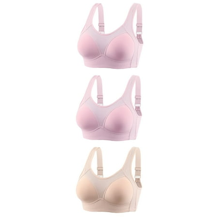 Virmaxy Womens Nursing Bras 3pc Non Steel Ring Gathering Breastfeeding Bra Slip And Polishing Daily Bra Daily Bra Daily Bra Nursing Bras for Breastfeeding and Breast Pumping Pink-B XXL