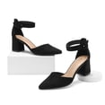 thumbnail image 2 of LuckLilac Women's Pointed Toe Pumps Block Heel Ankle Strap Adjustable Buckle Heels sandals Dress Shoes for Casual Party Daily Wear, 2 of 6