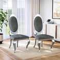 thumbnail image 3 of Luxury Dining Chairs Set of 6, Oval Back Velvet Upholstered Chairs with Stainless Steel Cabriole Legs, Dining Chairs for Kitchen, Living Room, Office, 3 of 7