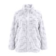 thumbnail image 3 of QIbmong Fleece Zip-up Jacket for Women Fuzzy Long Sleeve Collar Coat Lightweight Outwear Casual Winter Warm Soft Top(XXL,White), 3 of 9