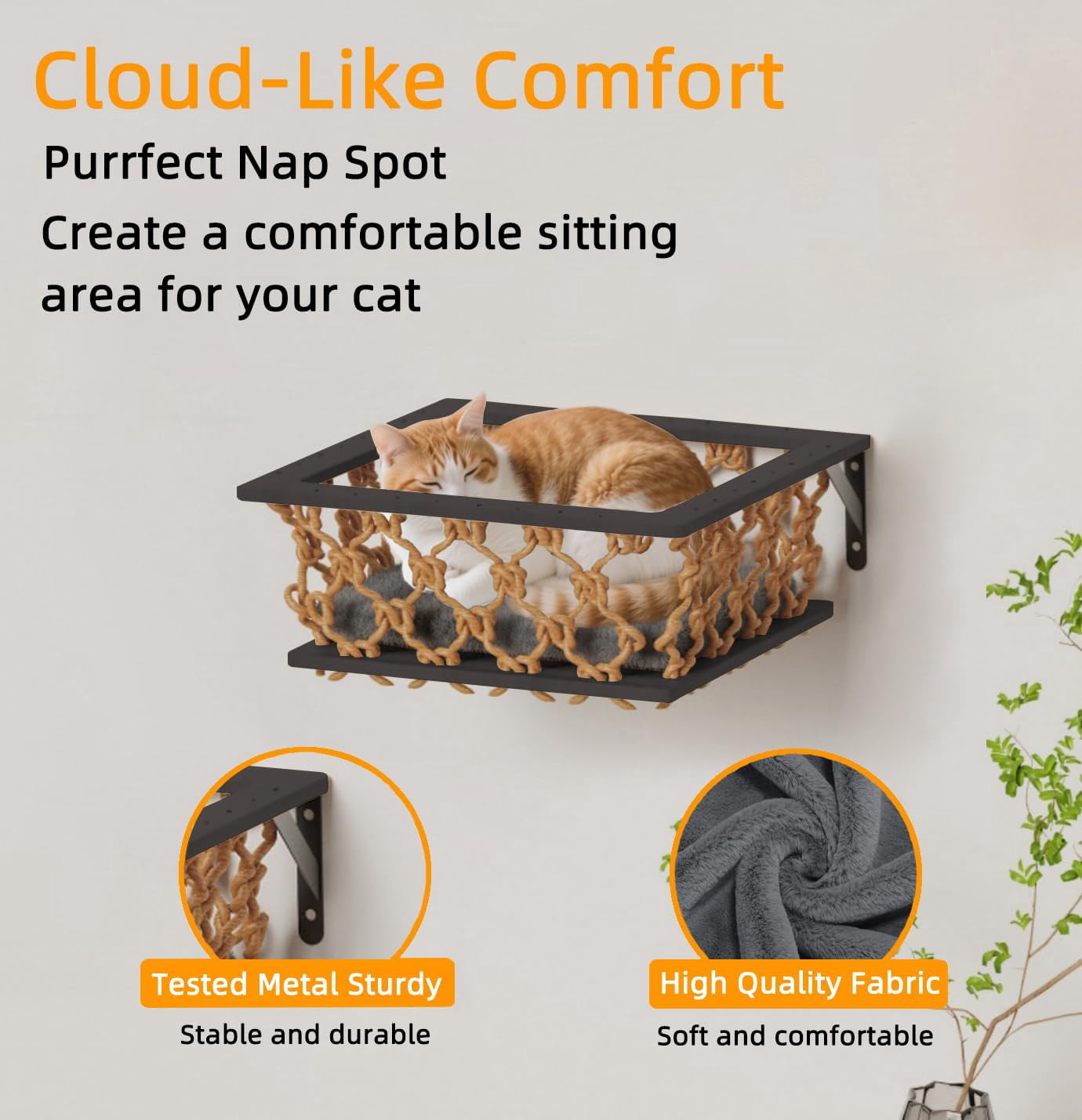 5-in-1 Cat Wall Shelves Set With Hammock  Wall-mounted Furniture Includes Condo Bridge Ladder & Steps For Indoor Cats Safe Stable (dark Gray)