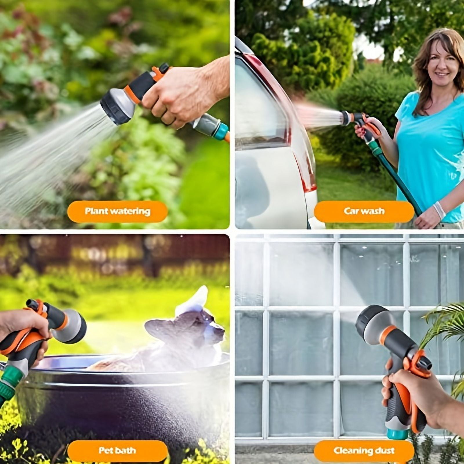 Heavy Duty Garden Hose Nozzle with 8 Adjustable Watering Patterns, Multifunctional High Pressure Sprayer for Lawn, Garden Care, and Vehicle Washing
