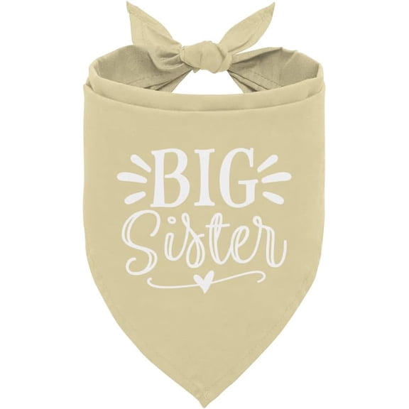 Big Sister Dog Bandana, Light Yellow Dog Bandana, Pet Dog Scarf Accessories, Pet Dog Triangle Scarf, Dog Bandana for Small Medium Dogs, Baby Announcement Dog Bandana, Pet Scarf (M)