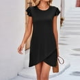thumbnail image 5 of Busydd Pajamas for Women Ruffle Sleeve Round Neck Nightdress Casual Solid Color Nightgown Comfort Sleepwear, 5 of 5