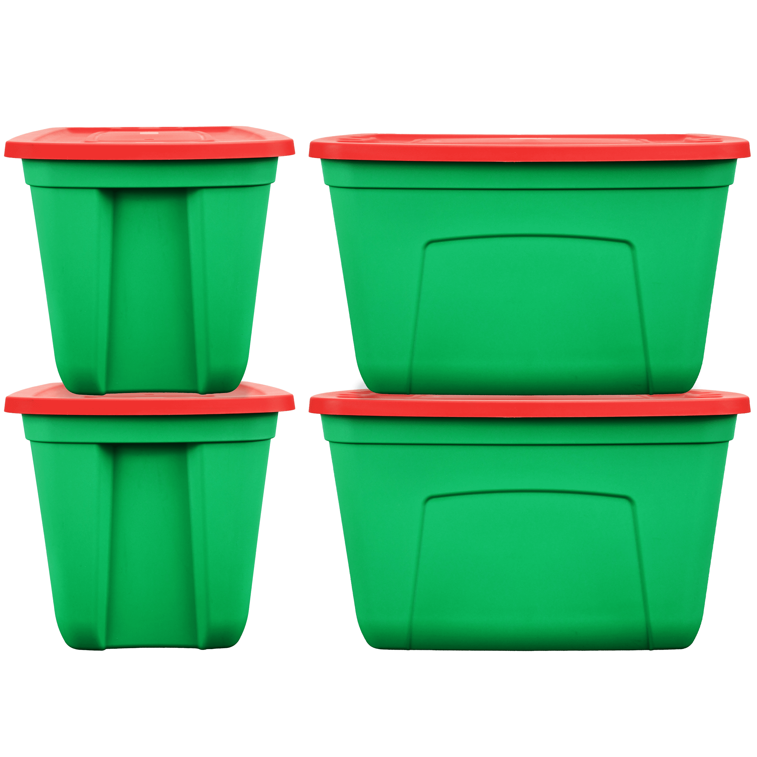 SIMPLYKLEEN 18-Gallon Reusable Stacking Plastic Storage Containers with  Lids, Green/Red (Pack of 4),Holiday Organizer, Stackable Crafts Bins,  Nestable Organizer, Plastic Storage Containers 