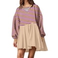 thumbnail image 2 of DailyTrove Women's Short Sleeve Striped Two-Piece Set, Crop Top & Skirt, Summer Casual & Trendy Wear, Modern Fit, 2 of 6